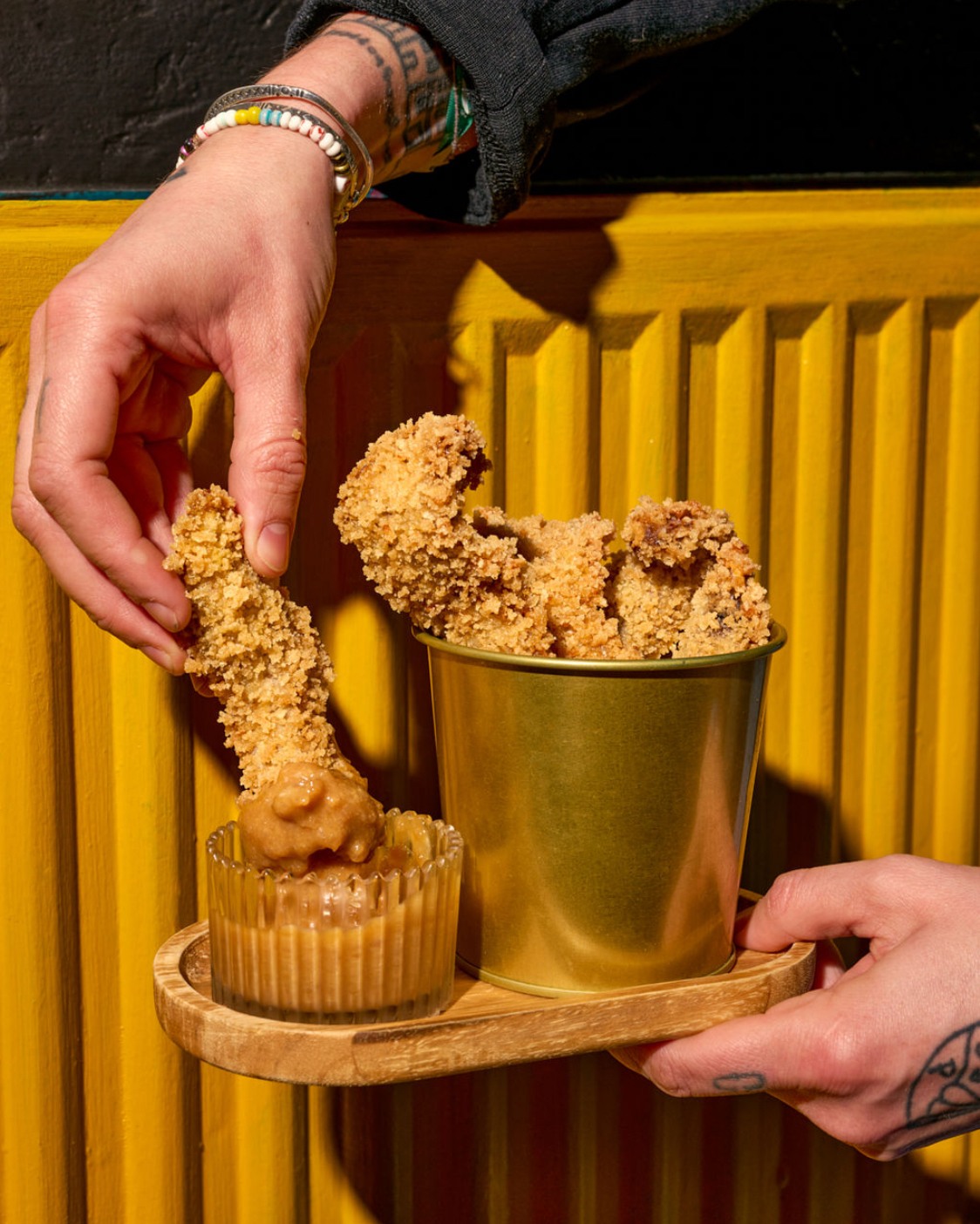 Aiguillettes de canard panées au panko dans un seau